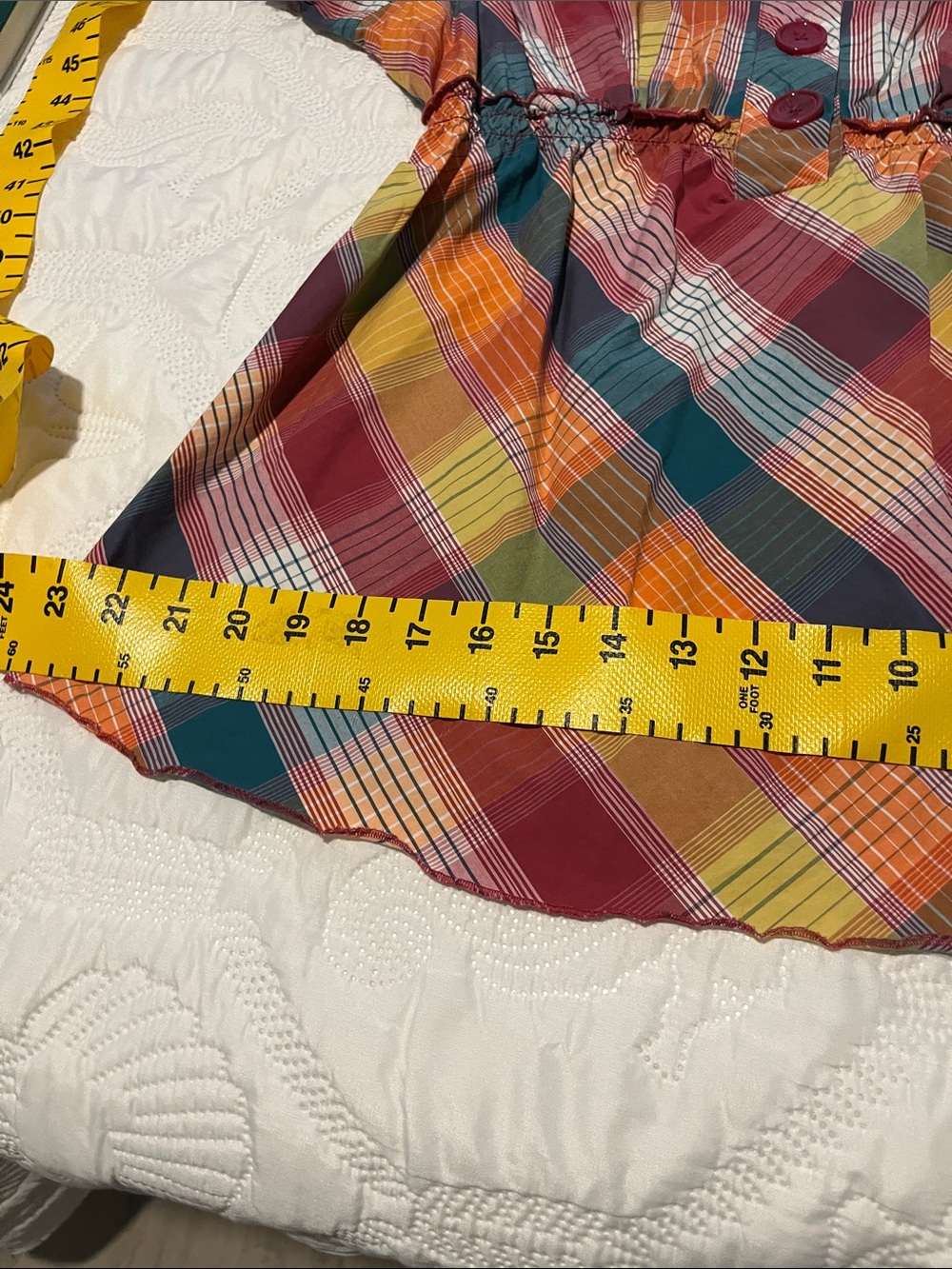 Lane Bryant Plaid Peplum Tunic - Burgundy, Teal, Mustard - Picture 7 of 14